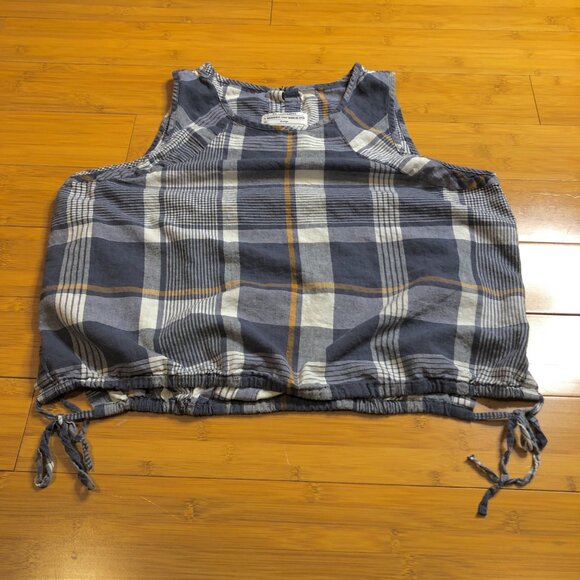 REI Plaid Linen Hemp Sleeveless Country Top Natural Soft Tank Shirt Breathable - Picture 5 of 11